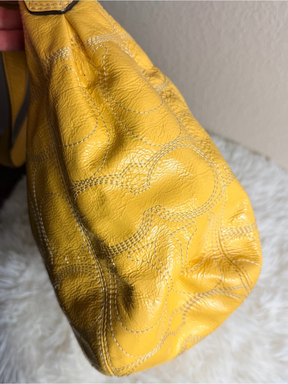 Coach Yellow Patent Leather Shoulder Bag w/Dustbag - Picture 12 of 14